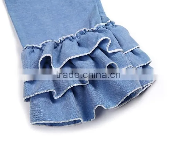 High Quality Denim Ruffle Pants For Baby Girls photo-4