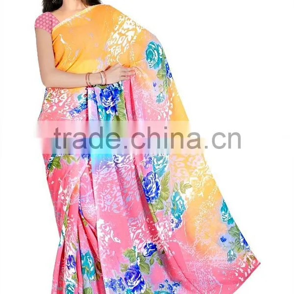 Georgette Printed Saree With Blouse photo-3