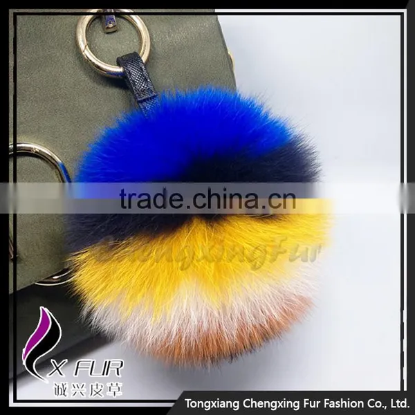 CX-R-55 Real Fox Fur Custom Keychain Fur Ball Pompom Girls Bag Charm photo-3