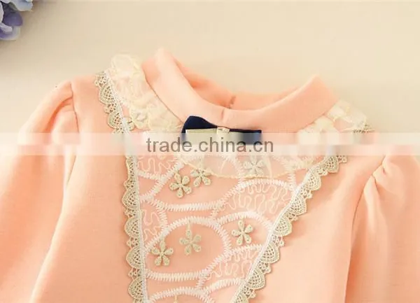 2015 New Design Girls T-shirts With Lace Design Sweet Girl T-shirt With Plush in Side photo-5