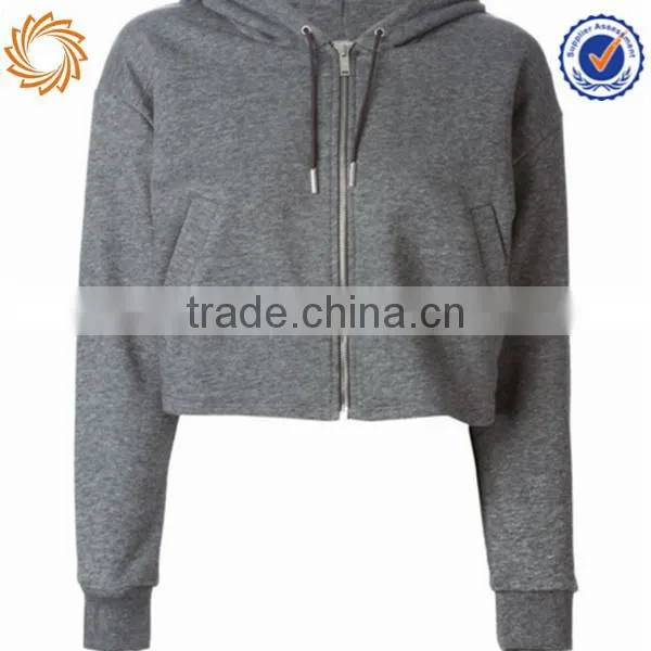 Women's Winter Plain Hoodies Crop Top Sweater Zipper up Hoodies photo-2