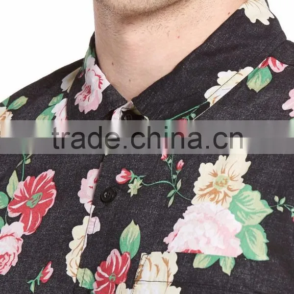 Roses Floral Button Shirt Dress for Men Made by Chinese Manufacturer photo-4