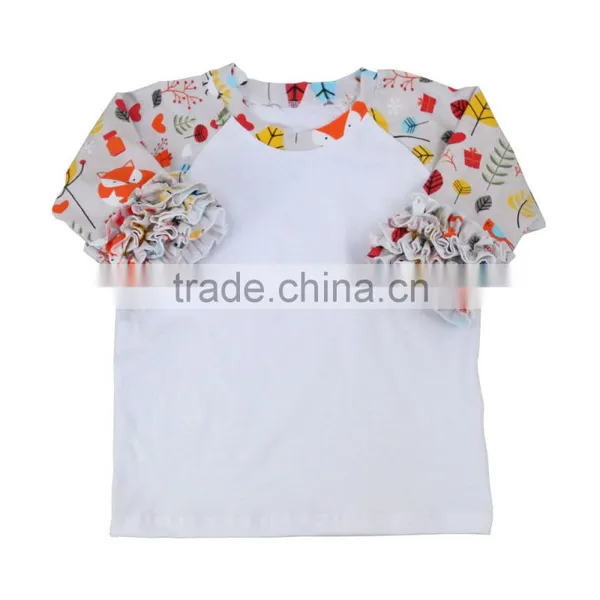 2017 Boutique Summer Fall 3/4 Sleeve Icing Clothes New Print Icing t Shirt Adorable Cotton Wholesale Girls Ruffle Raglan photo-5