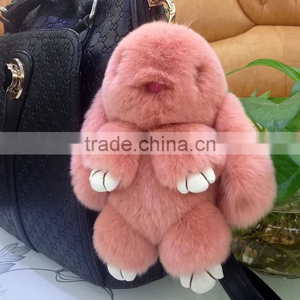 Myfur Popular Lady Bag Charm Real Rabbit Fur Key Ring Car Accessory photo-5