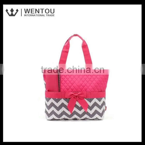 Cute Zig Zag Stripe Quilted Baby Diaper Bag photo-4