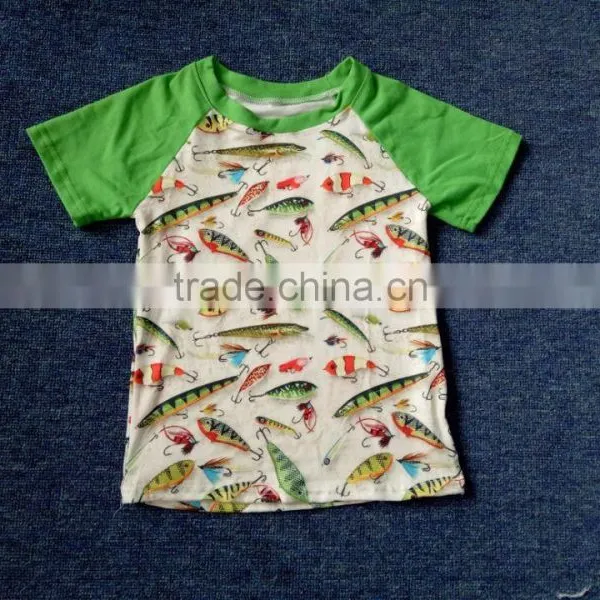 Wholesale Boy Raglan t Shirt Short Sleeve Top Dinosaur Camo Fish Kid Clothing photo-3