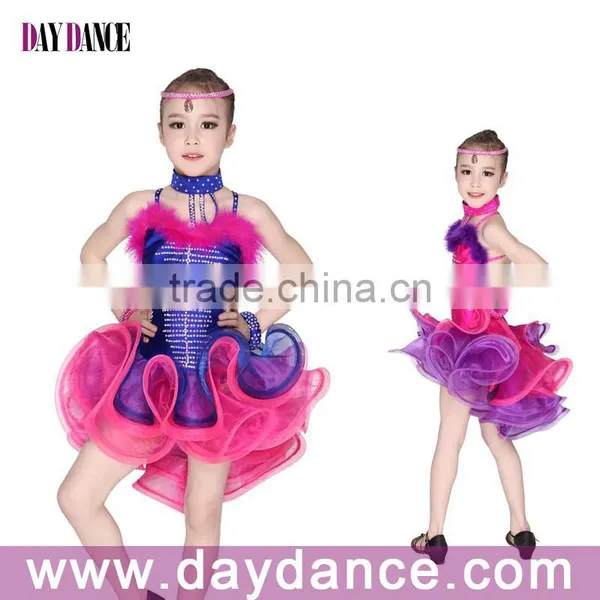Girls Child Competition Latin Dance Dress Puffy Skirt Kids Latin Dance Wear