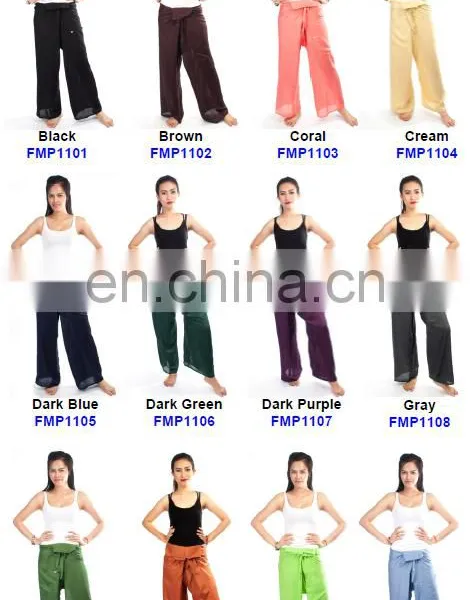 Thai Fisherman Pants Cotton 100% Wrap Unisex Yoga Boho Capri Long Trousers photo-4