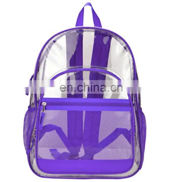 Clear Transparent Color Trim Kids PVC School Book Bag photo-3