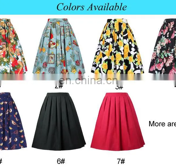Grace Karin Women's Vintage Retro Pleated Black Cotton Skirt 7 Patterns CL010401-6 photo-6