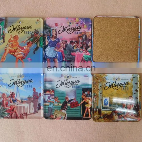 Wholesale Square Metal Tin Cup Coaster With Cork Back photo-4