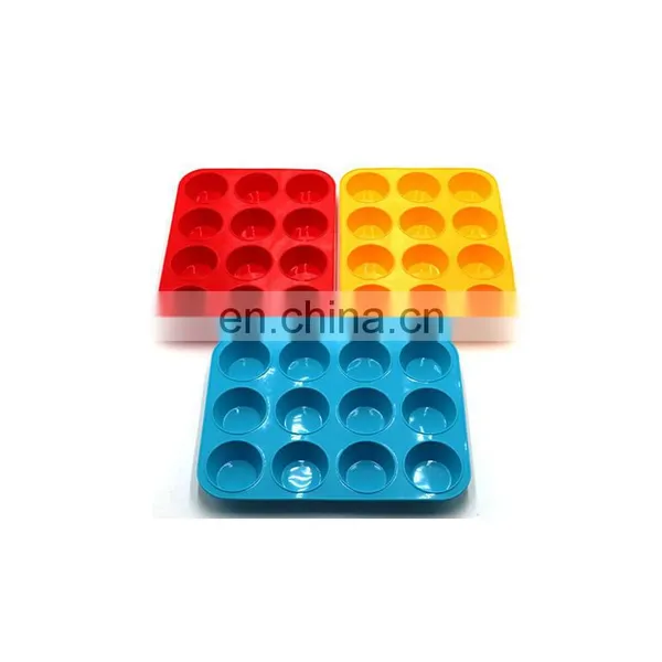 Silicone Cake 12-hole Round Muffin Plate DIY Egg Tart Six-hole Cake Flat Bottom Baking Plate Mould photo-3