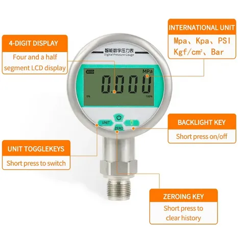 0.2 High Precision Digital Liquid Gas Water Vacuum Negative Pressure Shockproof Gauge Electronic Digital Display Pressure Gauge photo-5