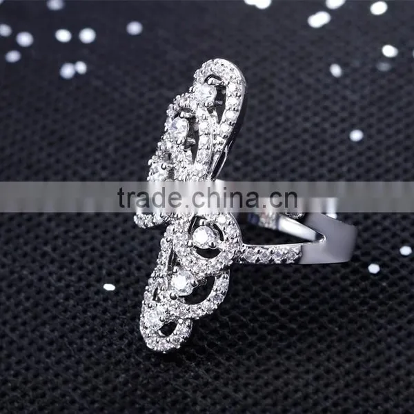 Beautiful Butterfly Shape Party Jewelry Platinum Plated Brass Jewelry Women CZ Ring photo-2