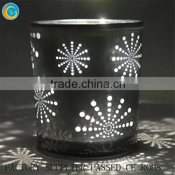 Sparkle Grey Mercury Glass Candle Holders Black And Gold Tea Light Holder photo-4