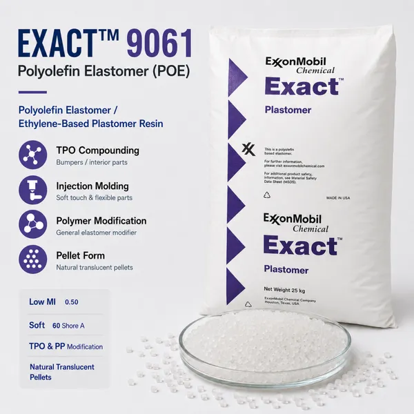 ExxonMobil Exact 9061 POE Polyolefin Elastomer Resin for TPO Compounding PP Impact Modifier Injection Molding Pellets