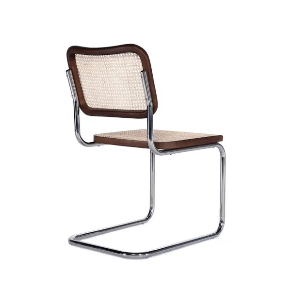 Mid-Century Modern Cesca Side Chair, Marcel Breuer Replica Rattan Dining Chair With Polished Chrome Steel Frame for Commercial & Home Use photo-5