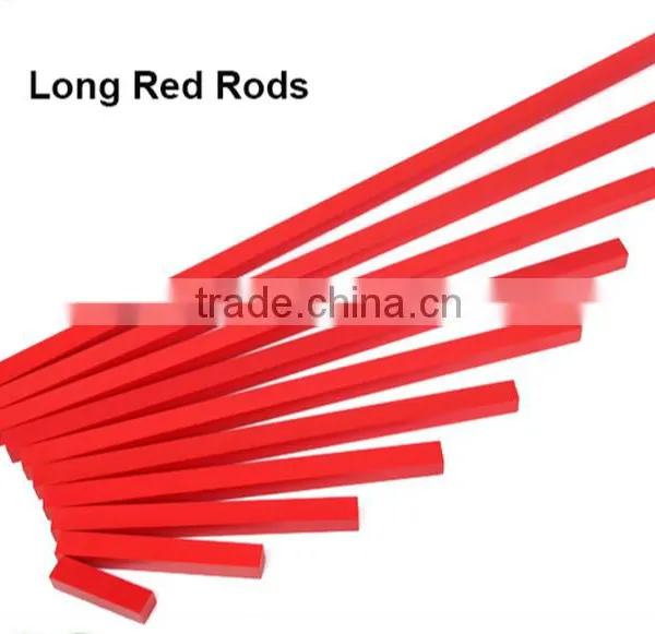 Wooden Montessori Sensorial Toy Long Red Rods photo-2