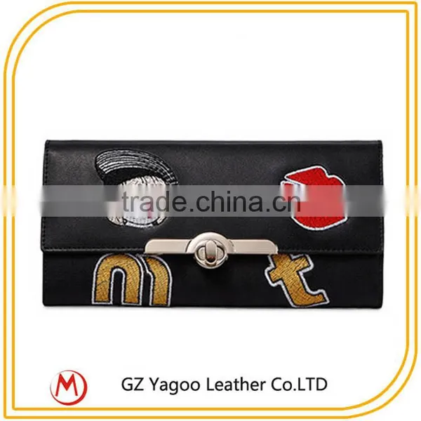 Wholesale Woman Leather Wallet Lady Money Bag Embroider Patter Purse photo-2
