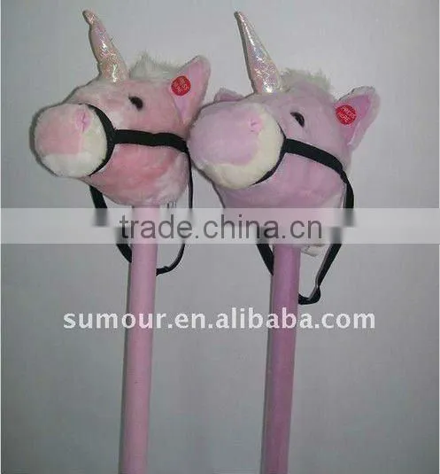 Plsuh Horse Head Stick - Pink Unicorn