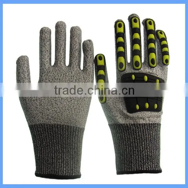 CE EN388 13g Seamless HPPE Knitted Impact TPR Gloves for Construction