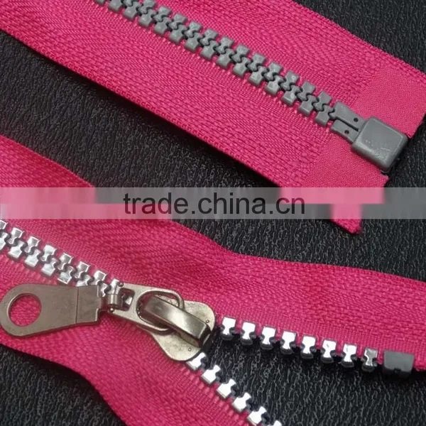 5# Silver Resin Zipper Manufacturers Selling Split Teeth for Clothing Bags Dedicated Entrance Guard Zippers