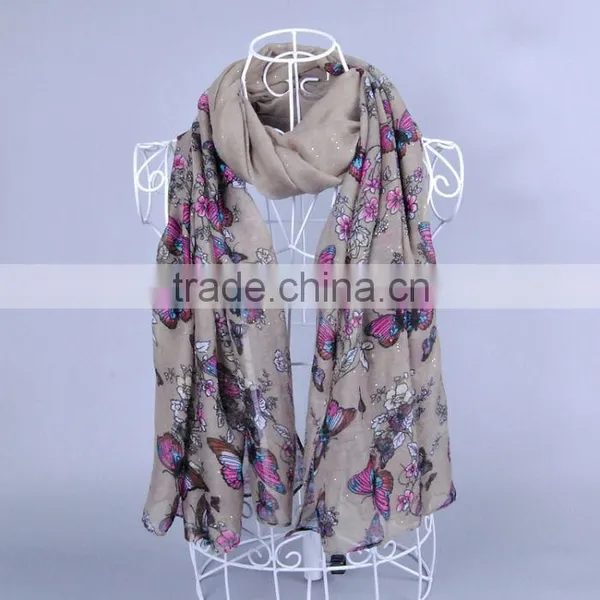 Popular Butterfly Flower Pattern Women Scarf Voile Scarves 180*90 Pashmina Muslim photo-5