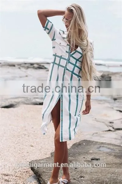 2016 Ladies Stripe Overcoat Women Long Top and Beach Wear photo-6