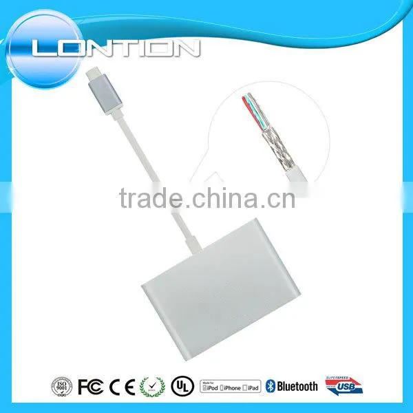 USB-C Hub Digital av Multiport Adapter Type c to Usb3.0 + Vga + Type c Adapter For Apple Macbook 12" & LENOVO ZUK Z1 OTG Nexus 6 photo-3