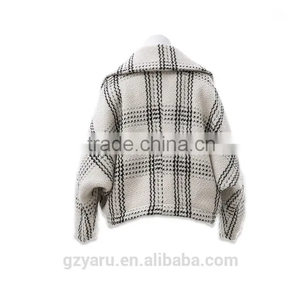 Latest Korean Fahsion Ladies Woolen New Checks Short Coat Winter Overcoat Jacket With Lapel Sweet Girls Teenagers Clothes photo-5
