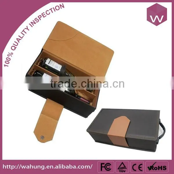 Manufacturer Leather Wooden Wine Box With 2 Wine Bottles (WH-3679)