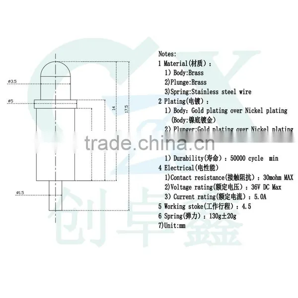 5.0mm Customize Gold Plating Pogo Pin Connector for Computer photo-6