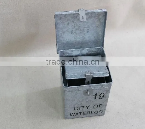 Handcraft Square Lid Vintage Galvanized Tin Storage Box photo-2