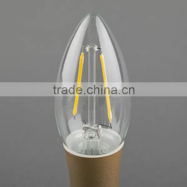 2015 New Style Antique LED Filament C35 With Plastic Gold Palted 2W E12 110V Dimmable photo-2
