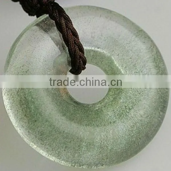 26*7mm Natural Green Phantom Crystal Donut for Jewelry Pendant