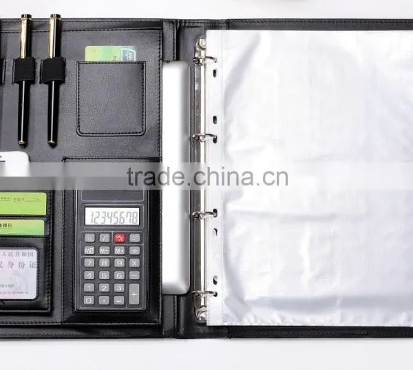 Leather and PVC File Folder,hardcover Leather Conference Folders / pu Leather File Folder / Leather a4 Portfolio