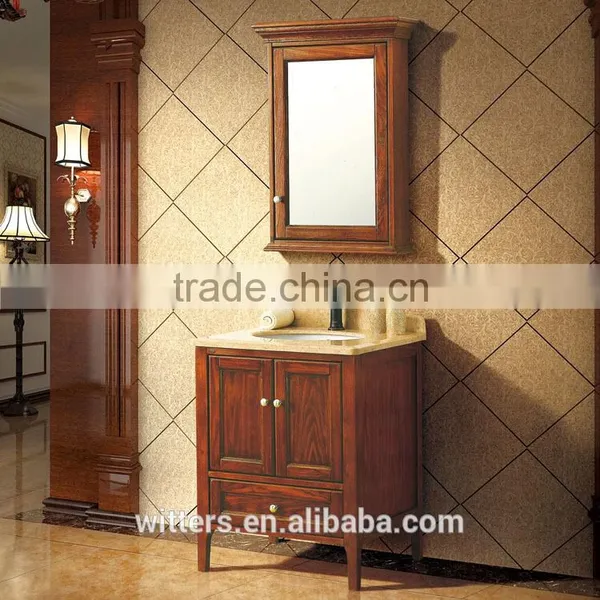 WTS-822TLO 32-Inch Marble Stone Top Single Sink Bathroom Vanity With Red Oak Finish Cabinet photo-4