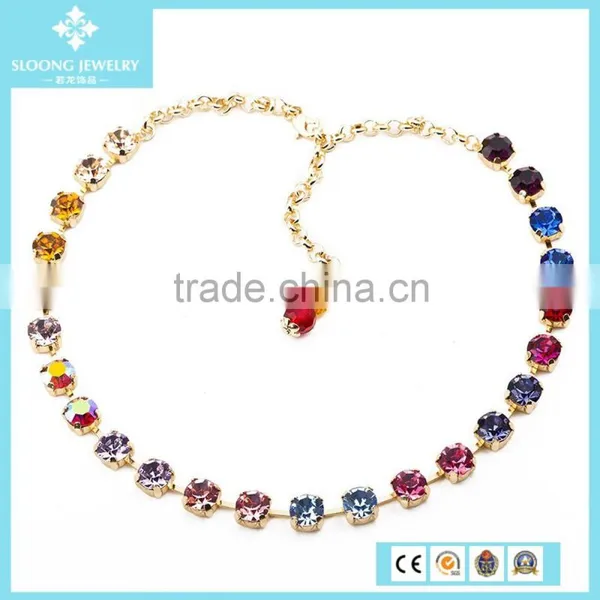 2015 Best Selling Rainbow Color Crystal Necklace Jewelry