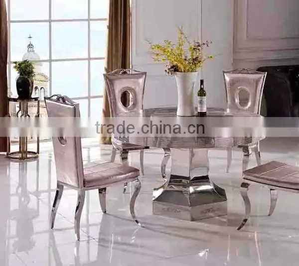 Modern Royal Marble Stainless Steel Dining Table Design for Banquet Hall photo-2