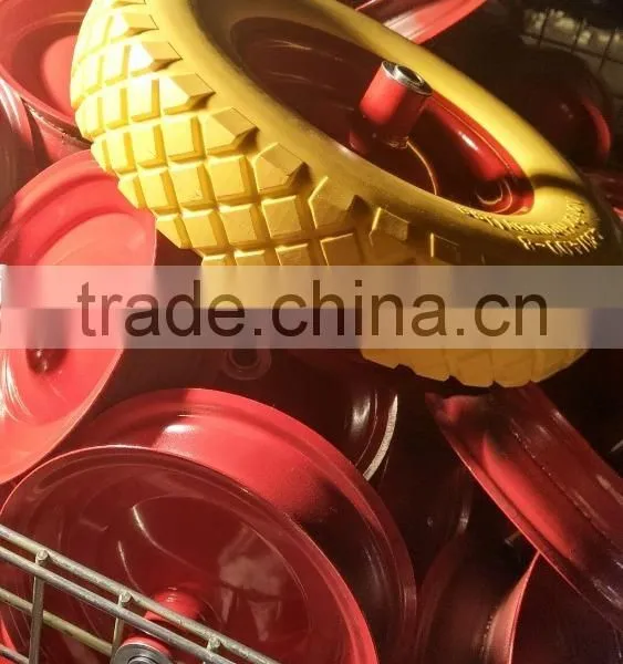 16 Inch Flat Free Wheel , Wheelbarrow pu Wheel 4.00-8 photo-5