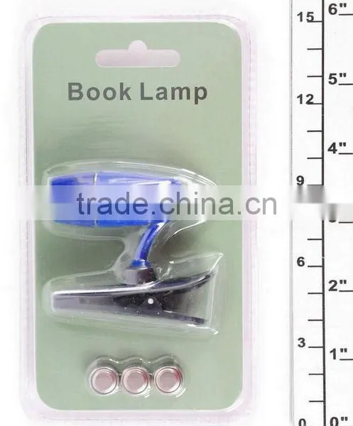 Hot Selling Mini Plastic Book Lamp 3 Button Cell With Clip Holder