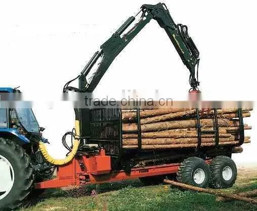 Tractor Use Forest Hydraulic Log Trailer Wood Wagon Timber Loading Trailer Log Wagon With Crane Grapple photo-2