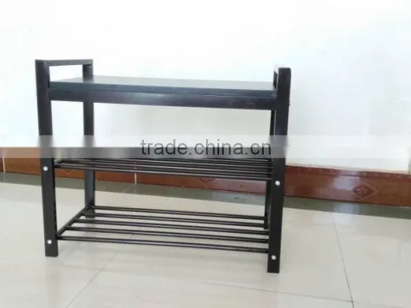 Three Tiers Metal Shoes Bench Storage Rack photo-2