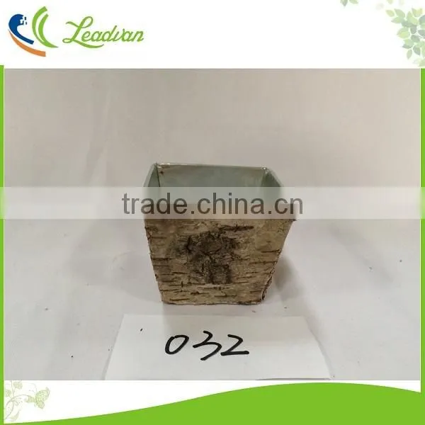 Decorative Indoor Original Tin Flower Pots With Bark Holder for Decor photo-2