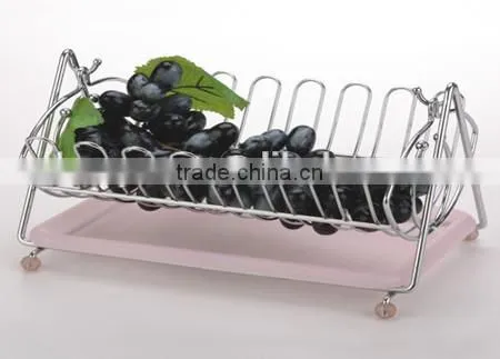 Wholesale Steel Wire Vegetable Basket,Fruit Holder With Plastic Tray photo-3