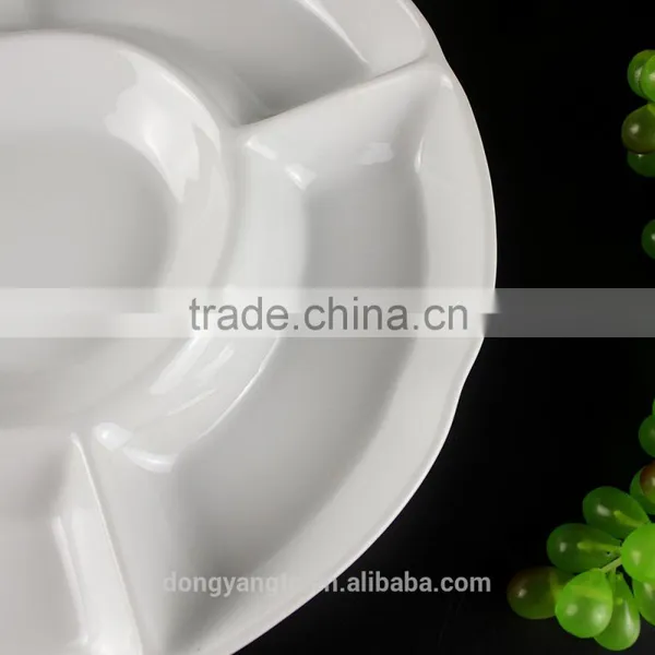 Factory Direct Wholesale White Glazed Ceramic Section Plates photo-4