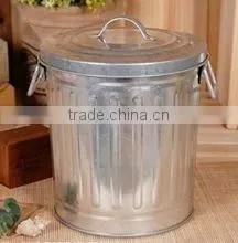 Enamel Antirust Garbage Can Metal Storage Container Trash Bin photo-3