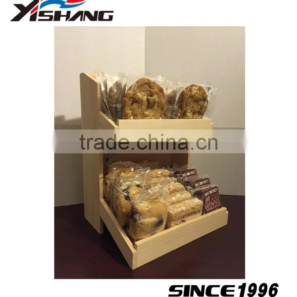 Retail Shop Blackboard Shelf Wood Bread Display Rack photo-2