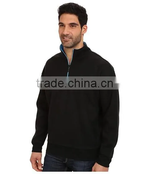 Cotton Cheap Men Custom Black Zip Pullover Sweatshirt photo-3