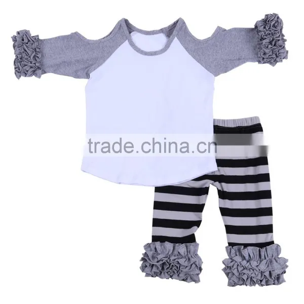 Custom Children Clothing Baby Clothes Ruffle Buotique Raglan Icing Pants Set Fall Girls Clothing photo-4
